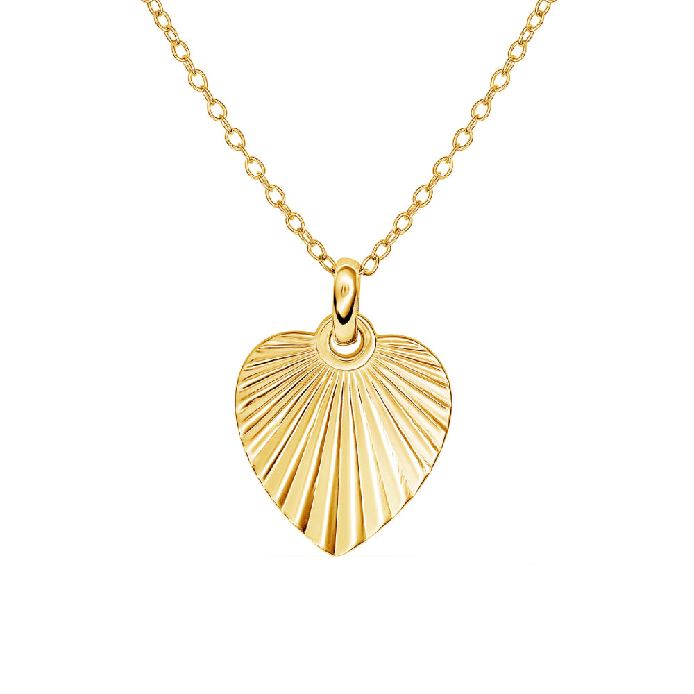 Dew Gold Plated Heart Sunburst Pendant & Chain