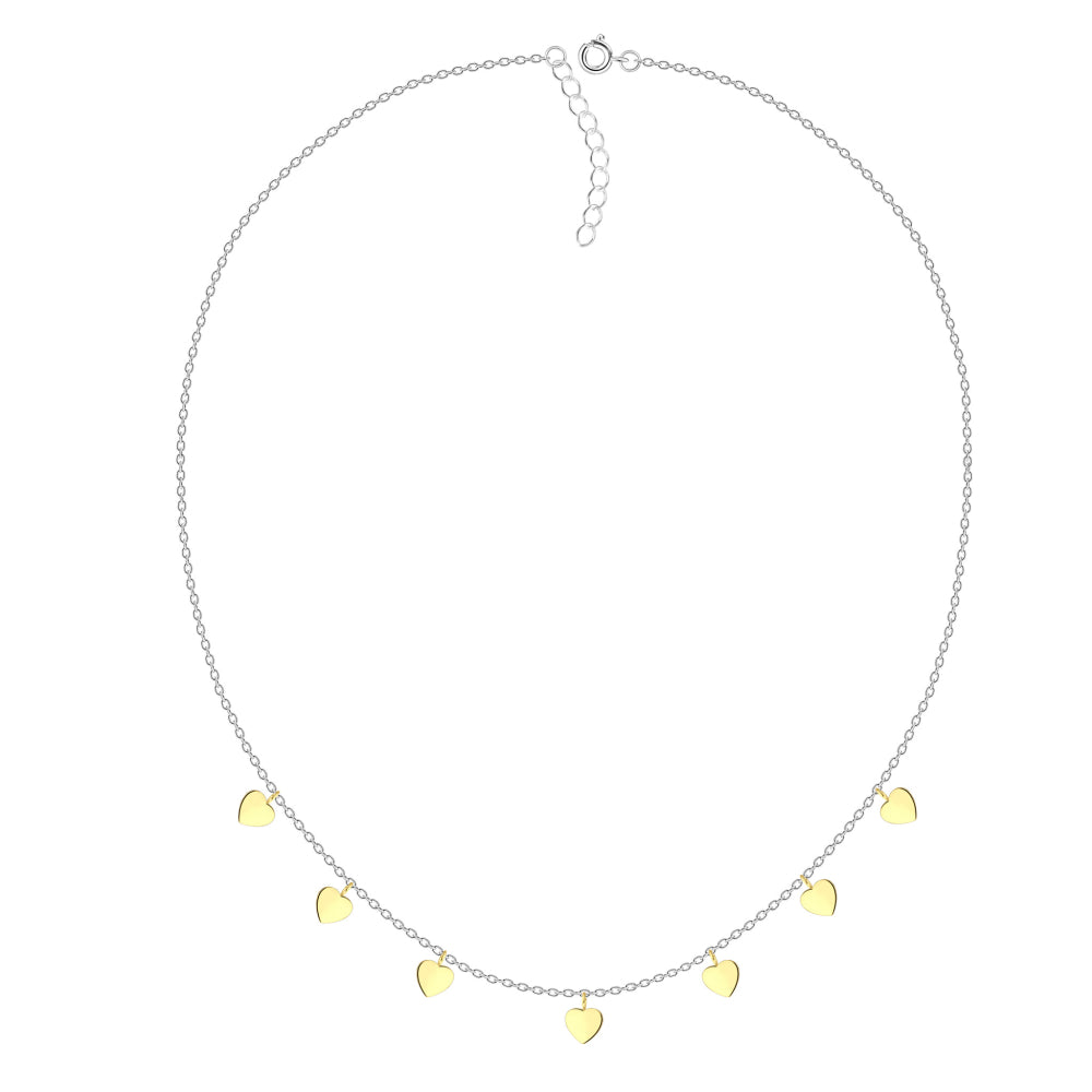 Dew Gold Plated Heart Charm Station Necklace