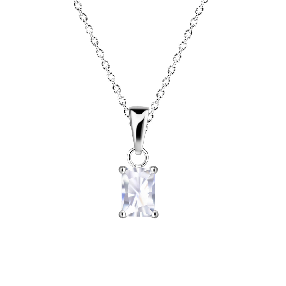 Dew Sterling Silver Baguette Cubic Zirconia Pendant & Chain