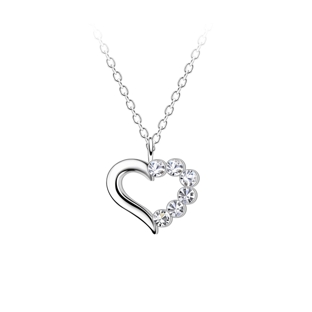 Dew Sterling Silver Clear Crystal Heart Necklace