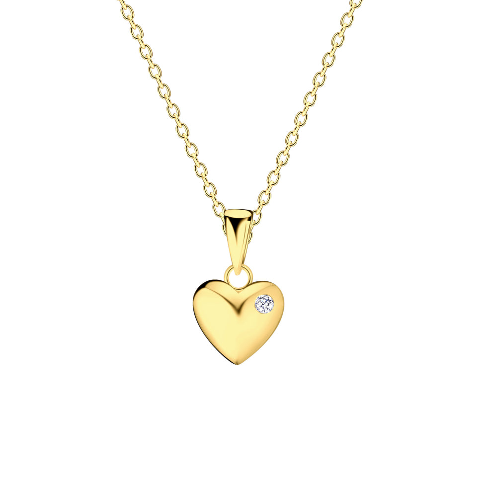 Dew Gold Plated Cubic Zirconia Mini Heart Pendant & Chain