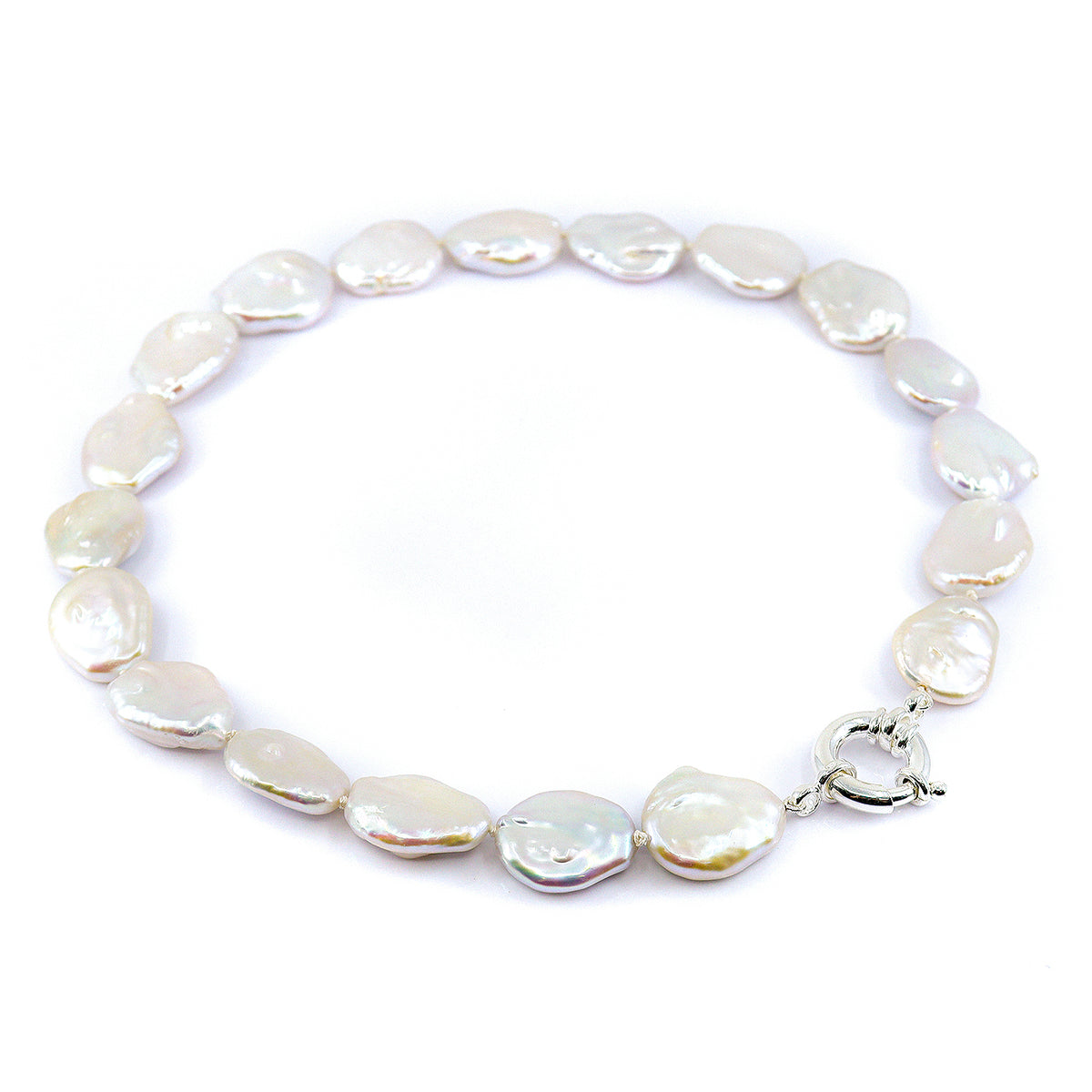 Sterling Silver Freshwater Large Irregular 17-22mm Baroque Pearl Necklace