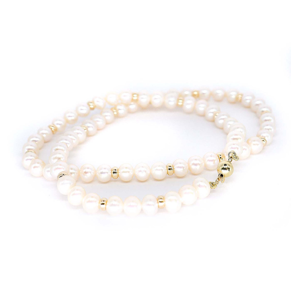 9ct Yellow Gold Freshwater White 6-6.5mm Pearl Necklace 18"