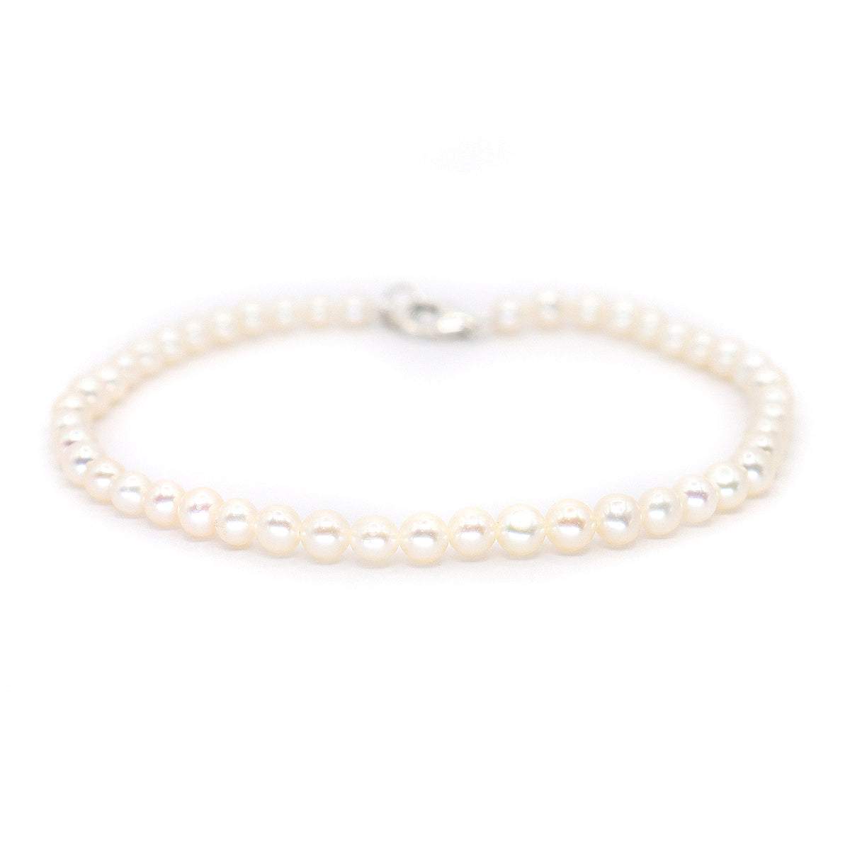 Sterling Silver Freshwater White Petite 3.5-4mm Pearl Bracelet 7.5"