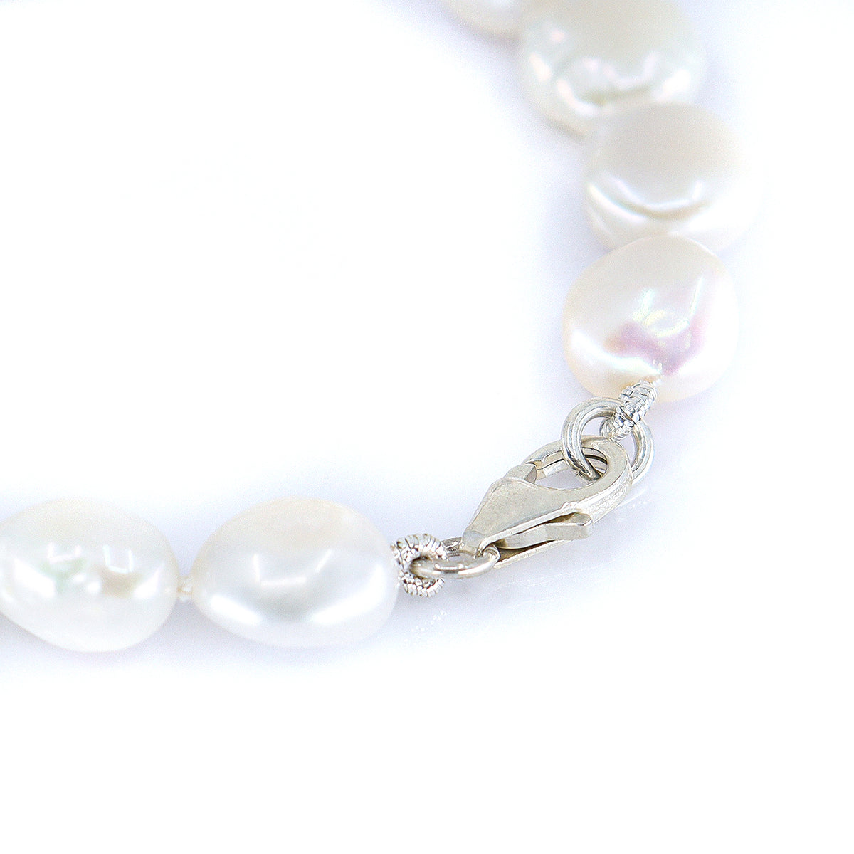 Sterling Silver Freshwater Baroque White Pearl Bracelet 7.5"