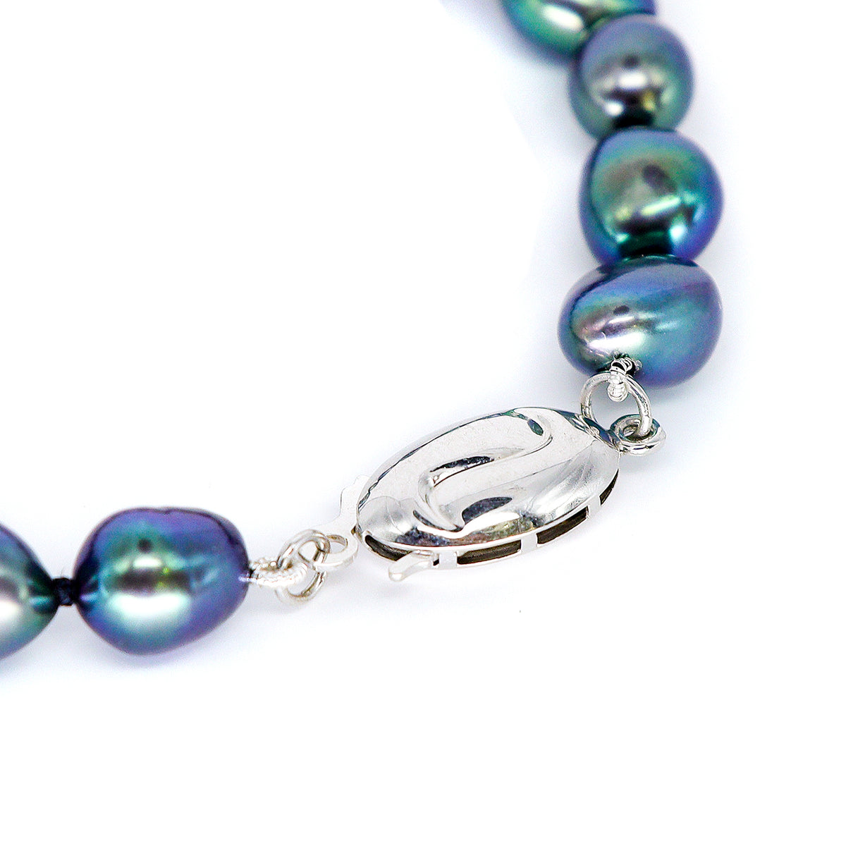 Sterling Silver Freshwater Baroque Peacock Pearl Bracelet 7.5"