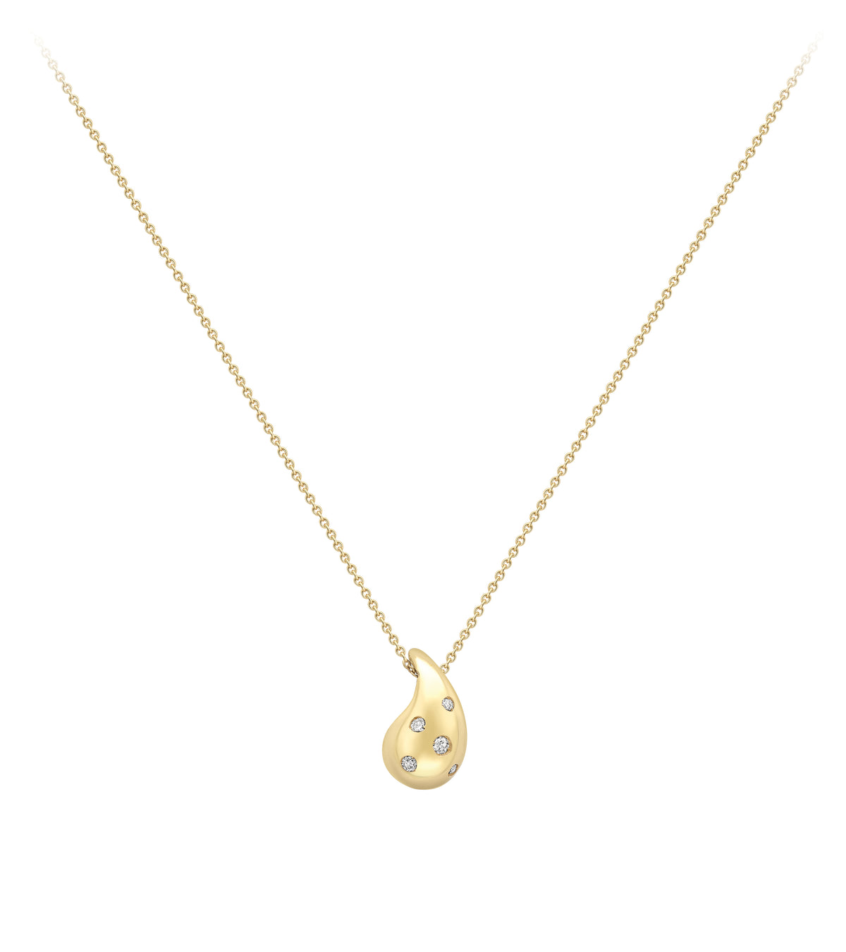 9ct Yellow Gold Diamond Drop Pendant Necklace 18'