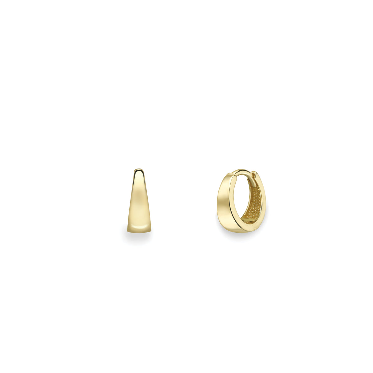 9ct Yellow Gold Plain Polished Tapered  Huggie Earrings