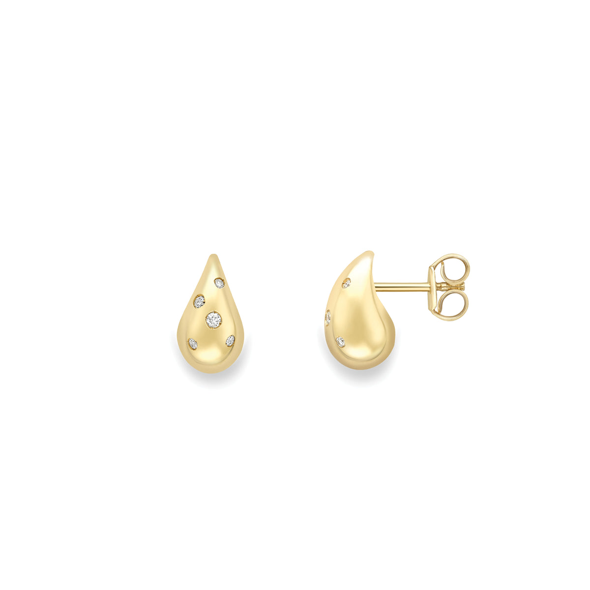 9ct Yellow Gold Tear Drop Diamond Earrings