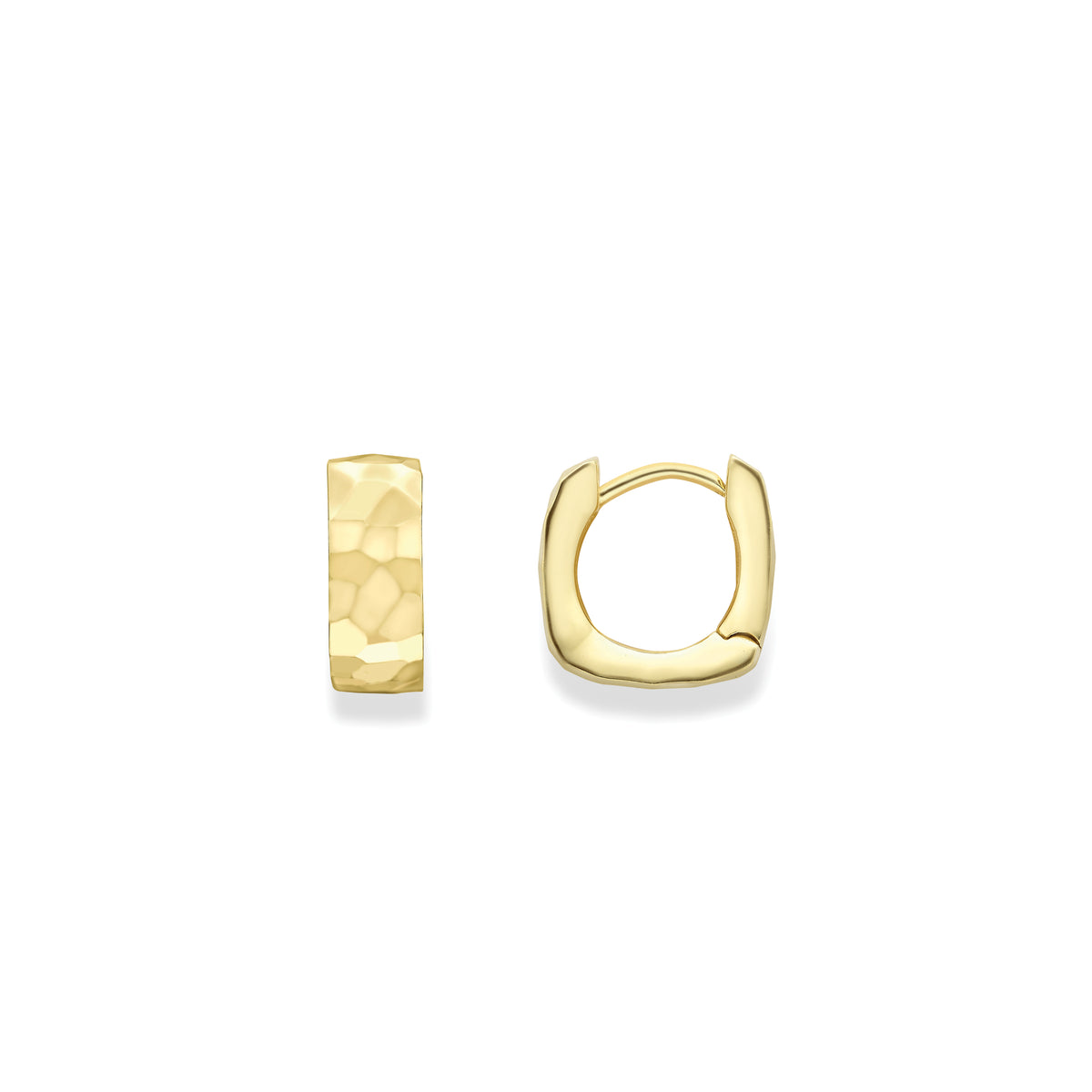 9ct Diamond Cut Hammered Finished Huggie Earrings