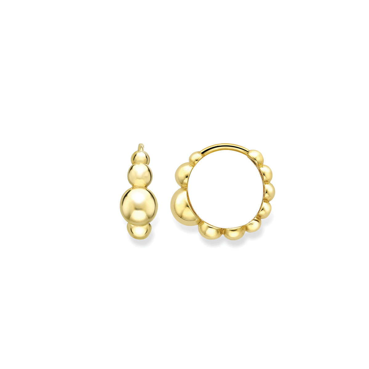 9ct Yellow Gold Bubble Huggie Earrings