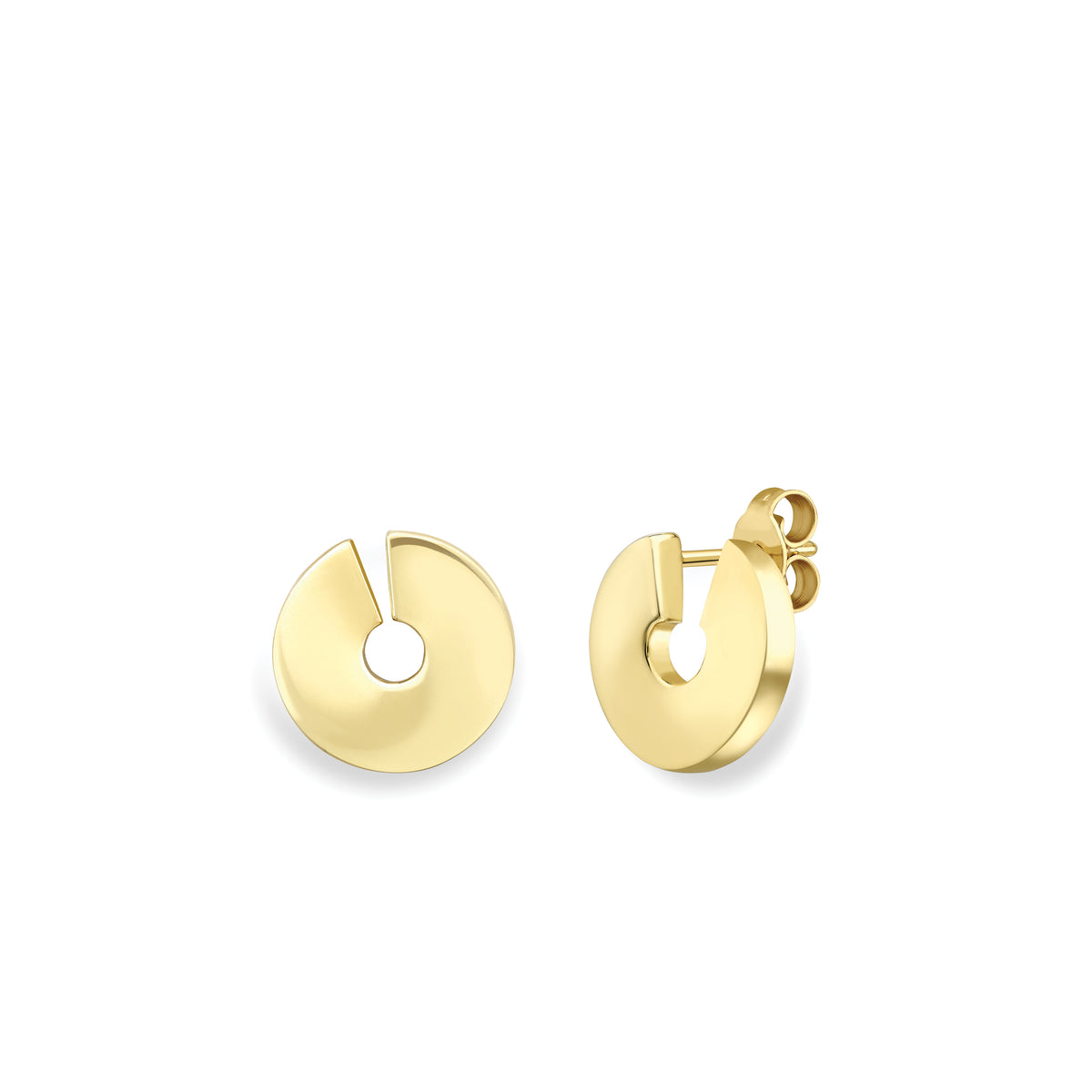 9ct Yellow Gold Chunky Open Circle Stud Earrings