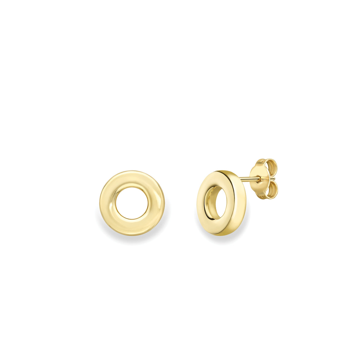 9ct Yellow Gold Chunky Open Circle Stud Earrings