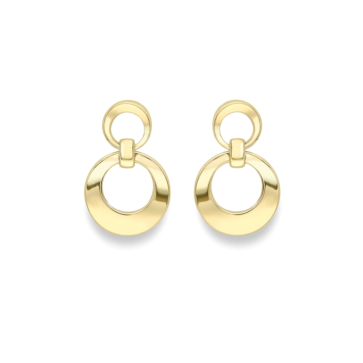 9ct Yellow Gold Open Circle Drop Stud Earrings