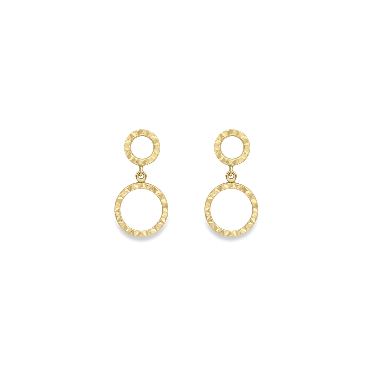 9ct Yellow Gold Open Circle Drop Stud Earring