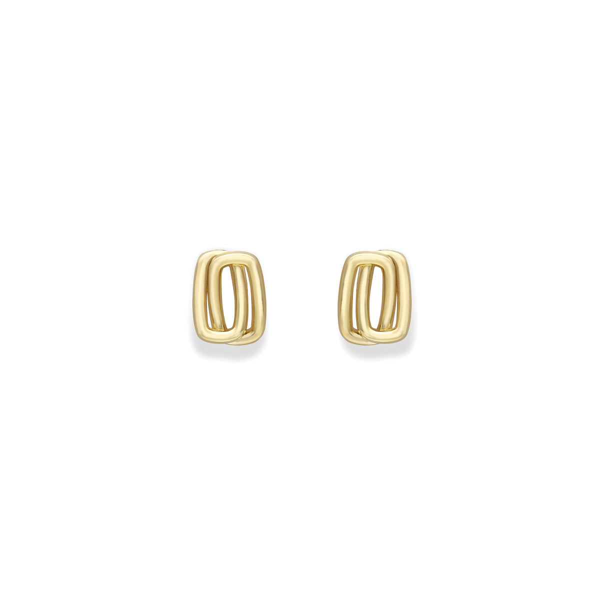 9ct Yellow Gold Interlocking Polished Rectangle Stud Earrings