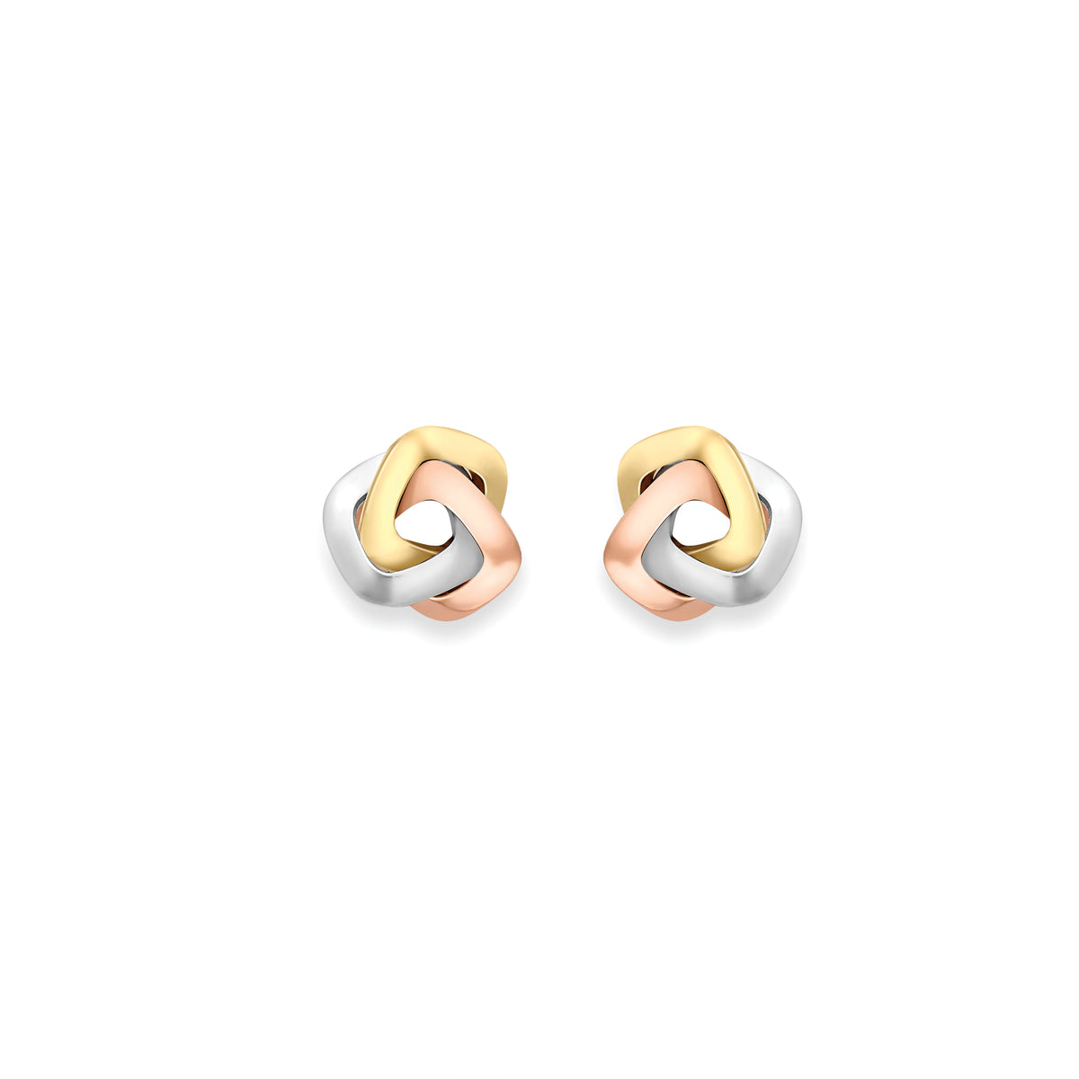 9ct Three Colour Gold Knot Stud