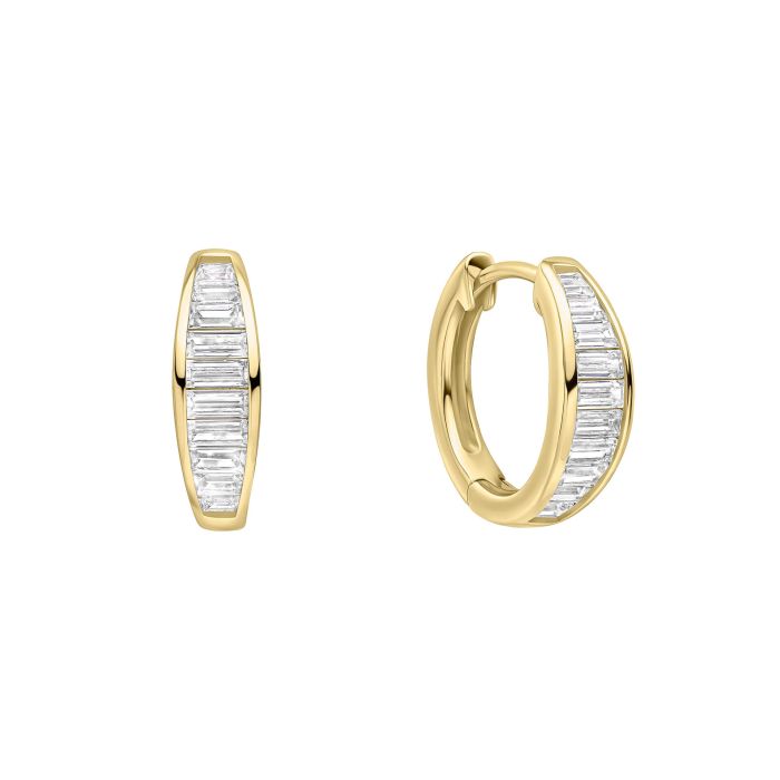 Diamonfire Sterling Silver Gold Plated Cubic Zirconia Hoop Earrings