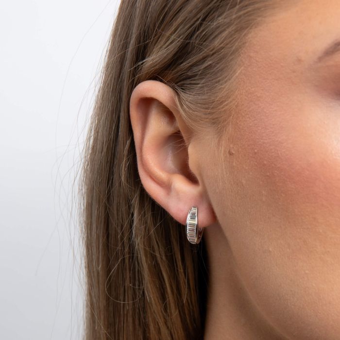 Diamonfire Sterling Silver Cubic Zirconia Baguette Earrings