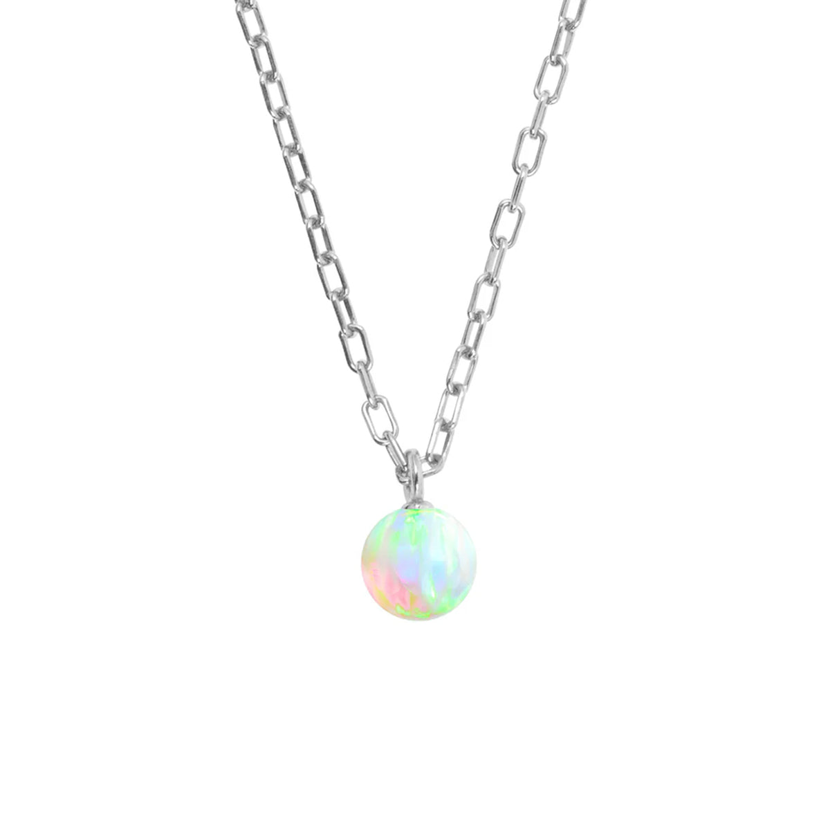 Ora Lab Grown 8mm Sea Opal Pendant & Sterling Silver Chain