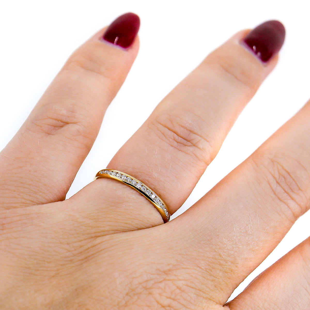 18ct Yellow Gold Lab Grown Diamond 0.21ct Channel Set Half Eternity Band Ring