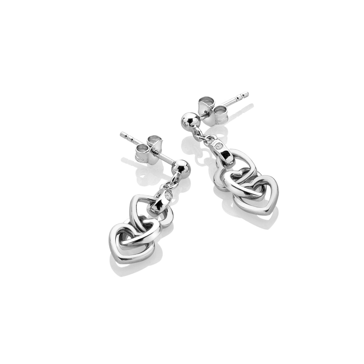 Hot Diamonds Sterling Silver Trio Triple Heart Drop Earrings