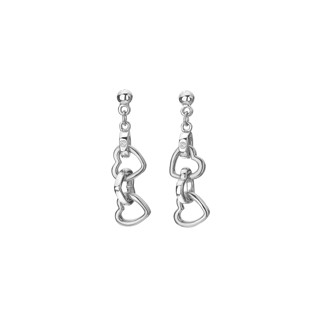 Hot Diamonds Sterling Silver Trio Triple Heart Drop Earrings