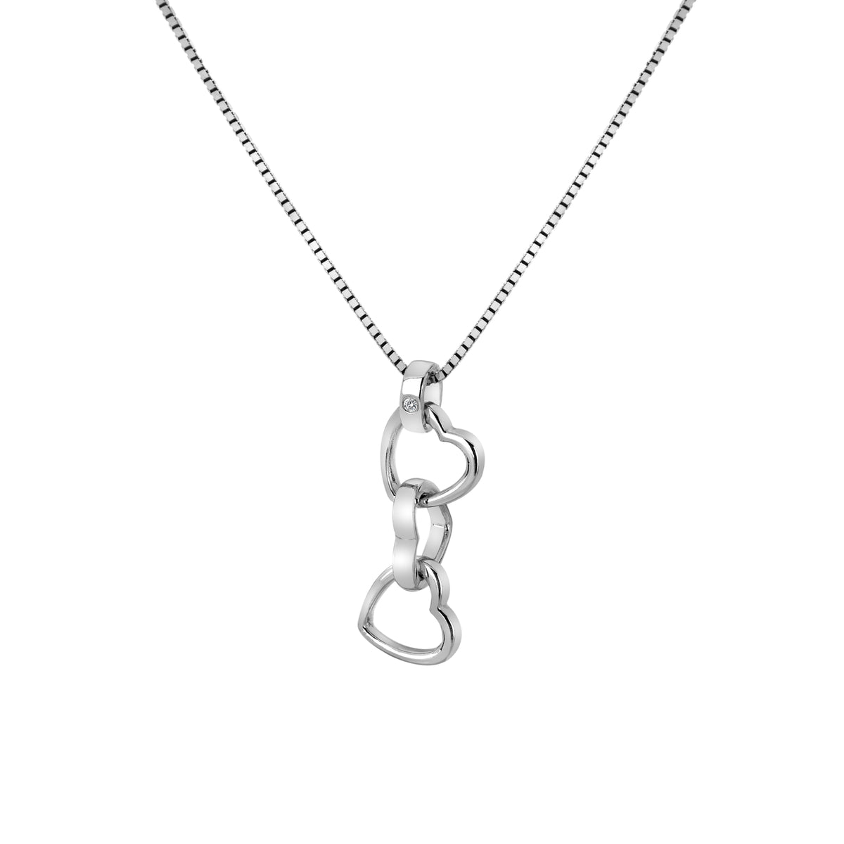 Hot Diamonds Sterling Silver Trio Triple Heart Pendant & Chain