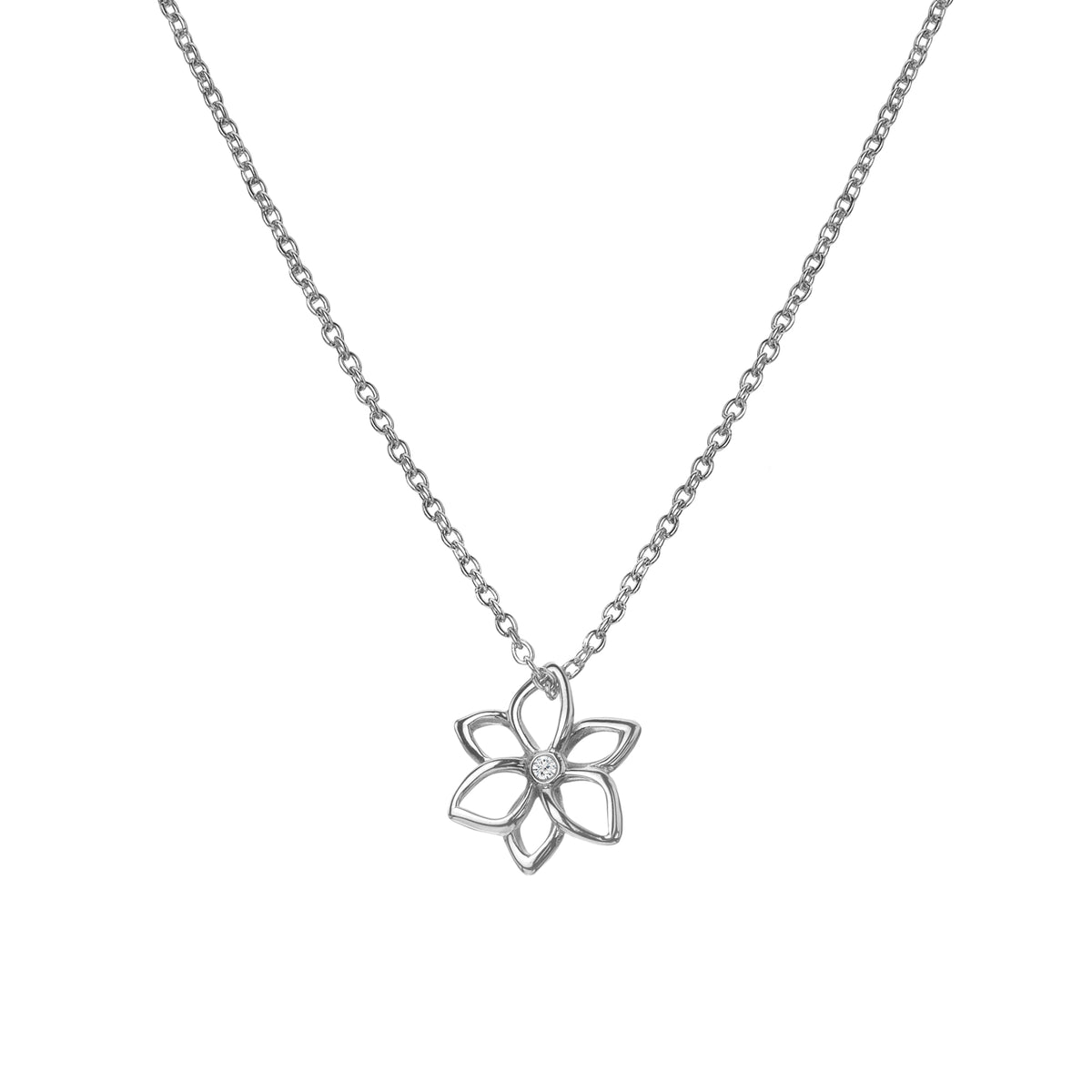 Hot Diamonds Sterling Silver Amulets Flower Pendant & Chain