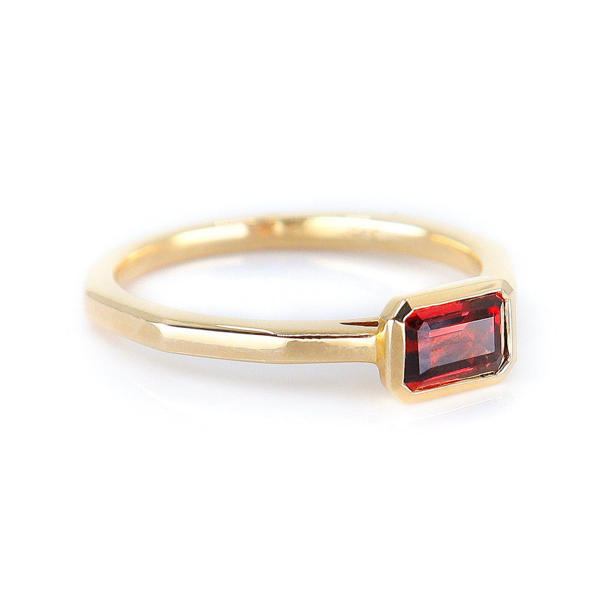 9ct Yellow Gold Emerald Cut Garnet Solitaire Ring
