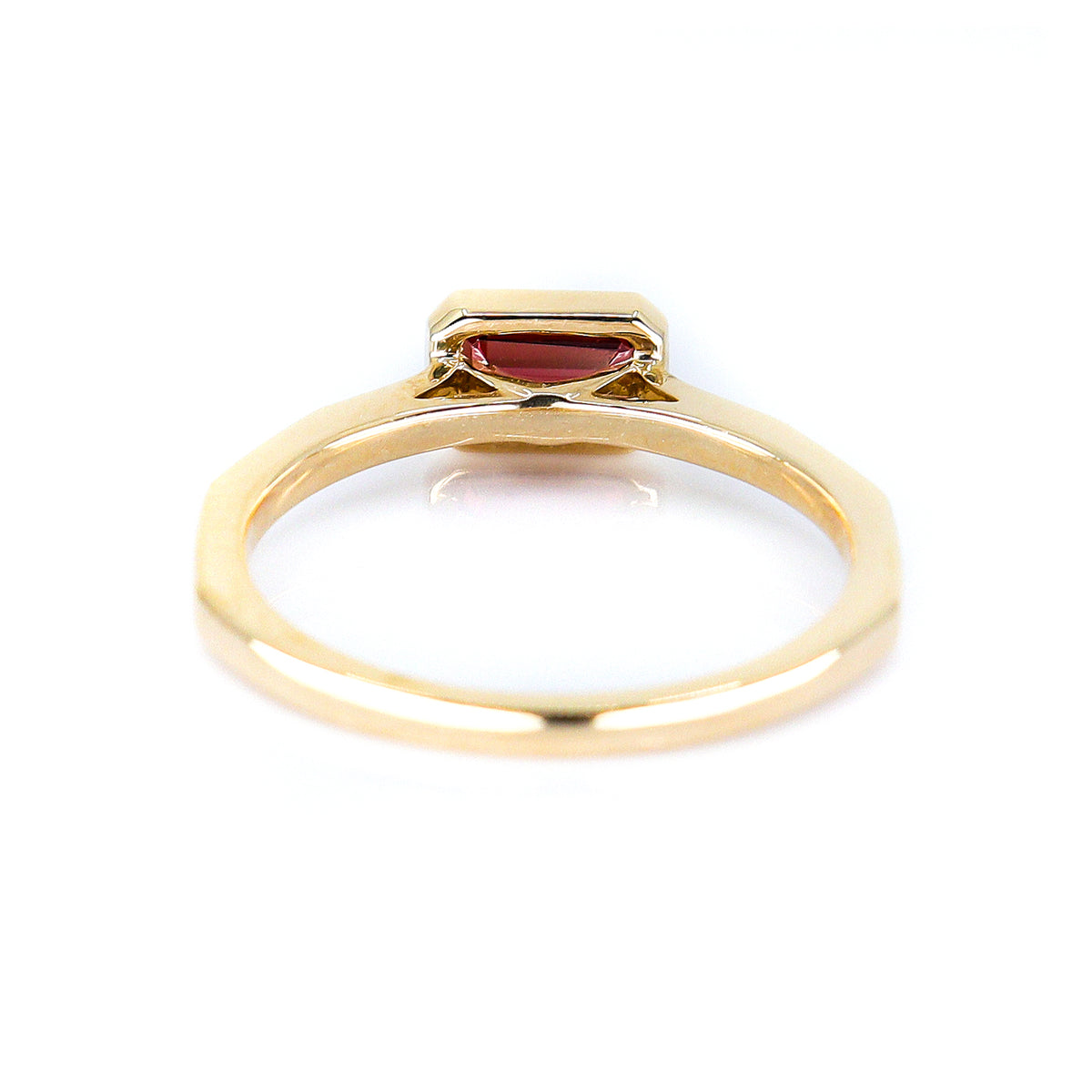 9ct Yellow Gold Emerald Cut Garnet Solitaire Ring