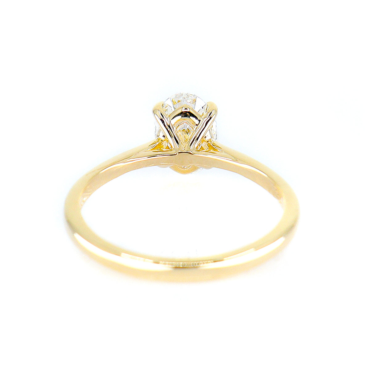 9ct Yellow Gold 1.00ct Lab Grown Certificated Oval Diamond 4 Claw Solitaire Ring