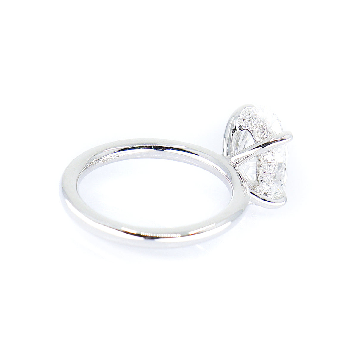 Platinum 3.12ct Lab Grown Diamond TDW Oval Cut Solitaire Ring With Diamond Accents - Report Card