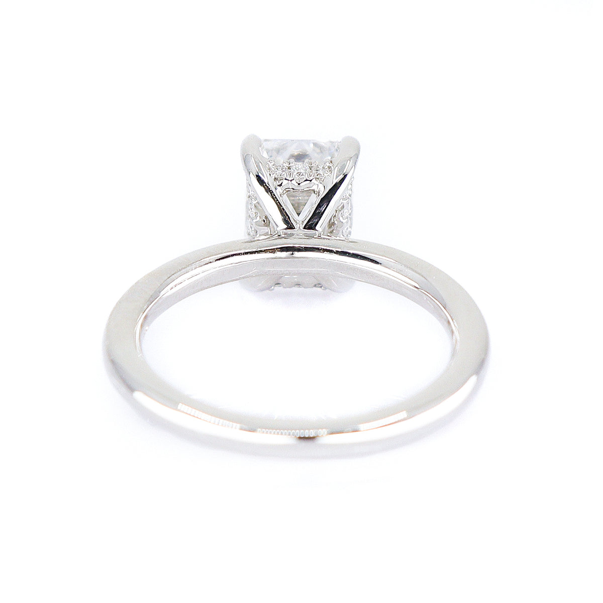 Platinum 2.08ct TDW Lab Grown Diamond Certificated Emerald Cut Solitaire Ring With Diamond Accents