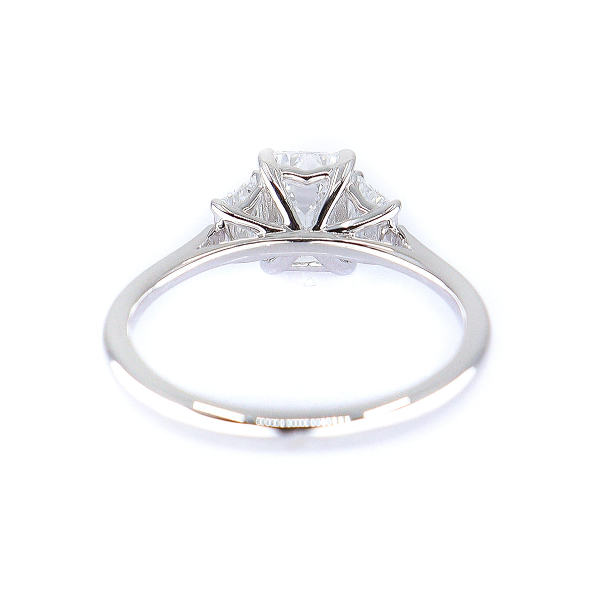 18ct White Gold 1.38ct TDW Lab Grown Diamond Certificated Emerald Cut & Trapezoid Three Stone Ring