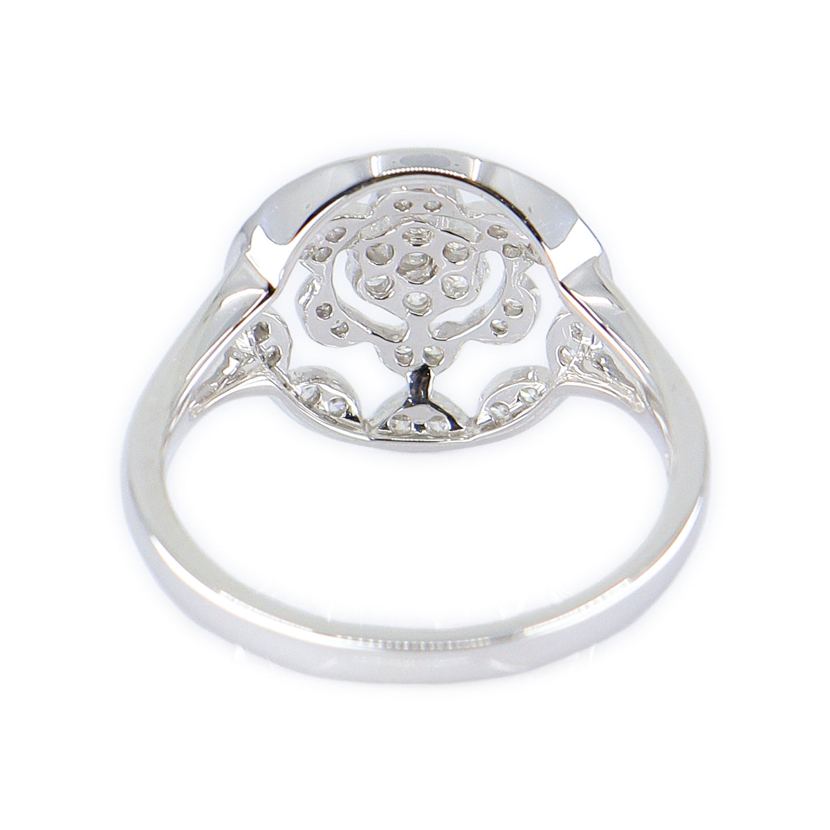 18ct White Gold 0.36ct Diamond Flower Cluster Open Circle Ring