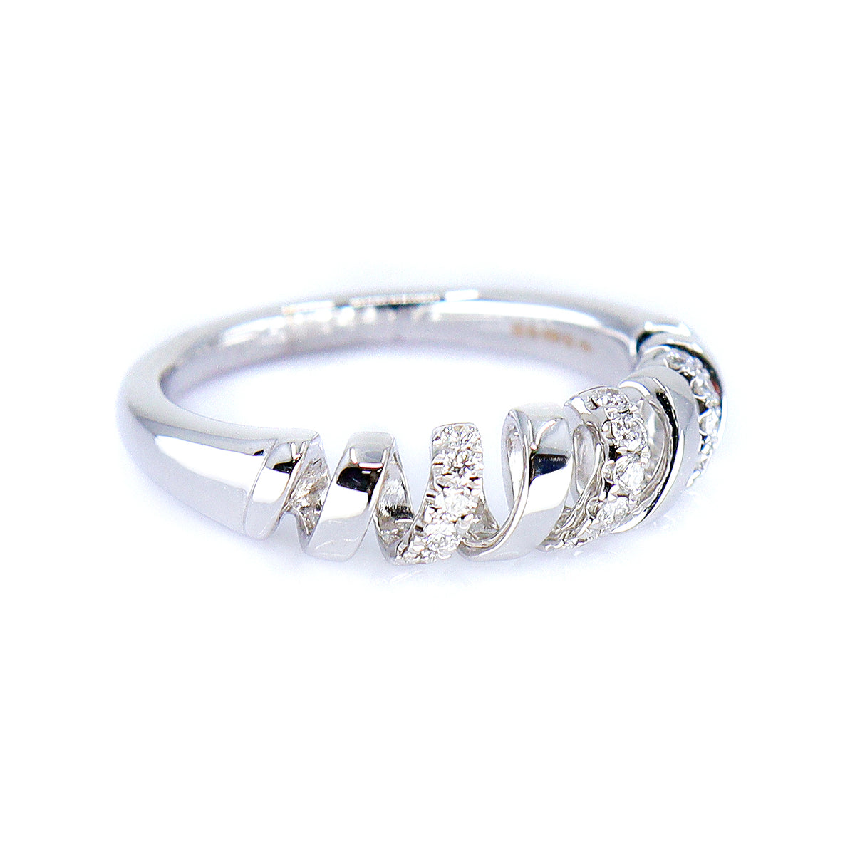 18ct White Gold 0.15ct Round Brilliant Cut Diamond 'Spiral' Half Eternity Ring