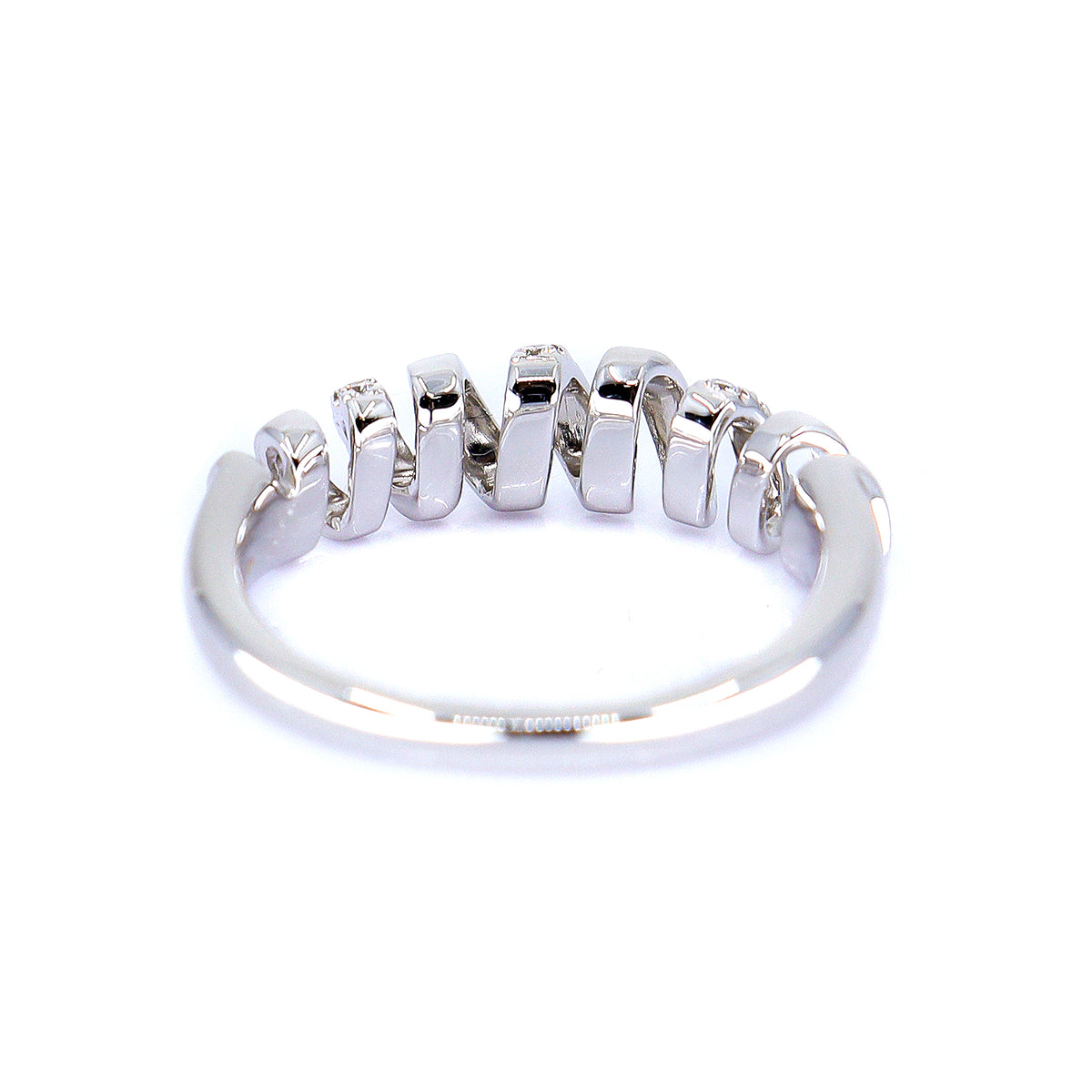 18ct White Gold 0.15ct Round Brilliant Cut Diamond 'Spiral' Half Eternity Ring