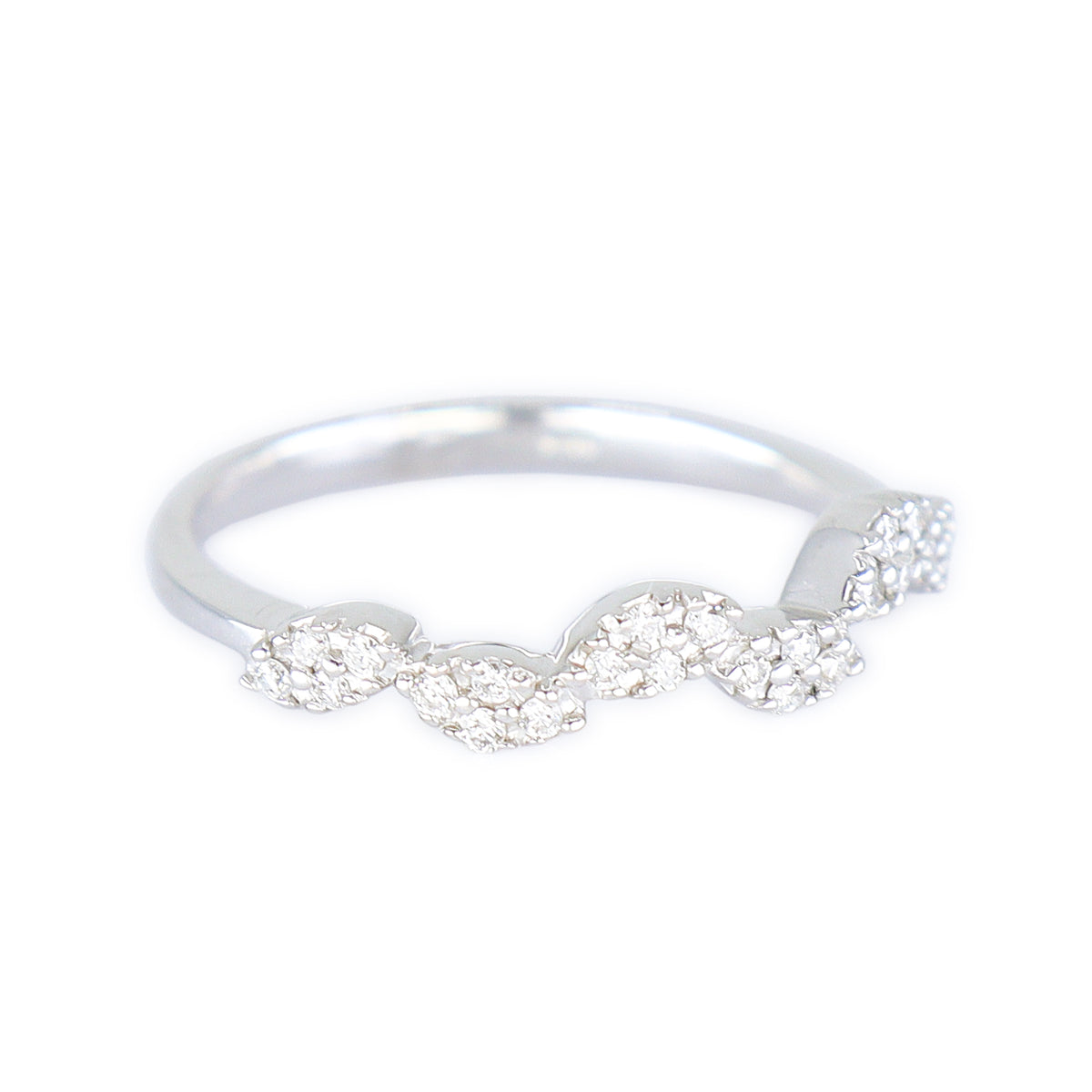 18ct White Gold 0.25ct Pave Set Diamond Marquise Design Eternity Ring