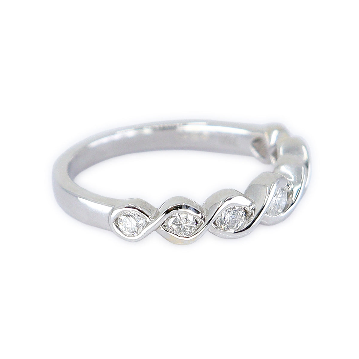 18ct White Gold 0.38ct Diamond Graduated Crossover Eternity Ring