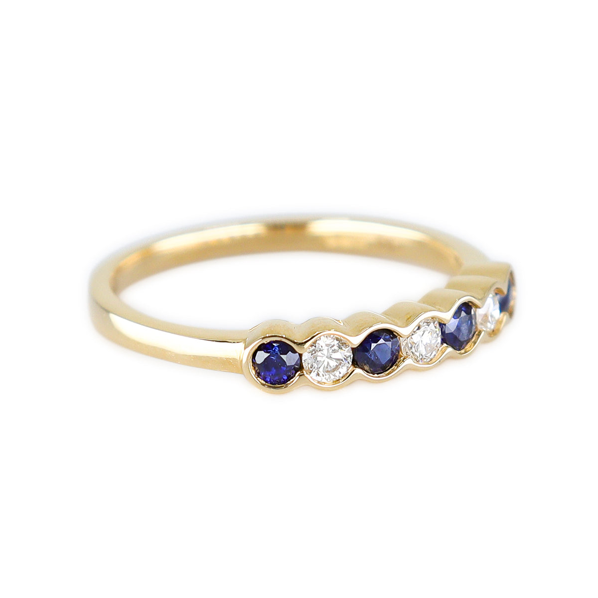 18ct Yellow Gold Sapphire & Diamond Channel Set Eternity Ring