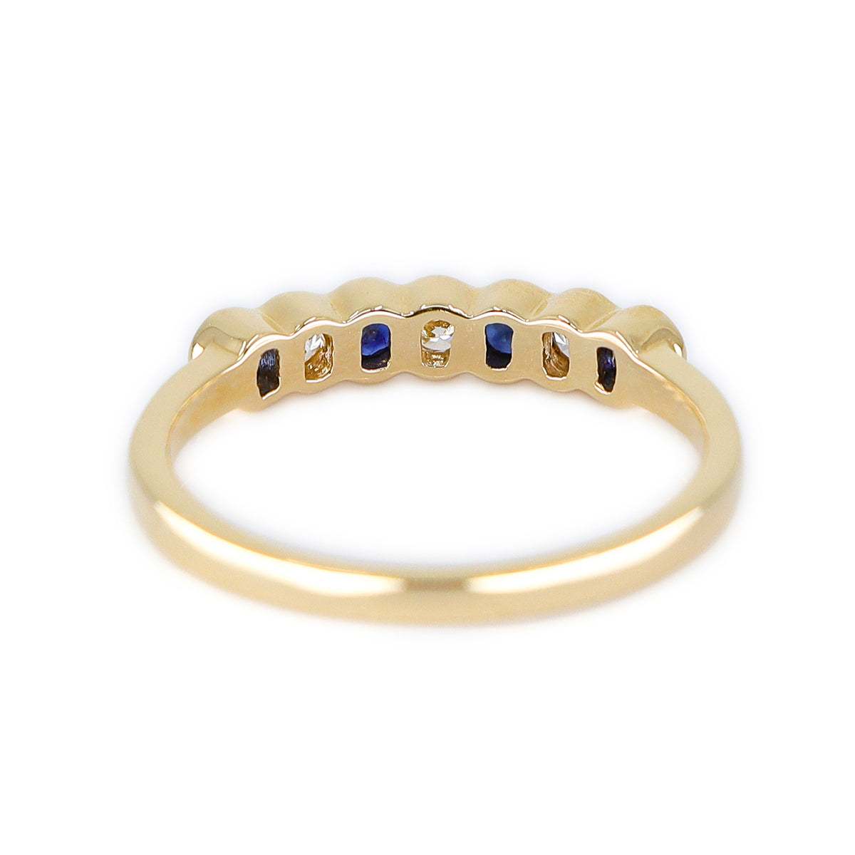 18ct Yellow Gold Sapphire & Diamond Channel Set Eternity Ring