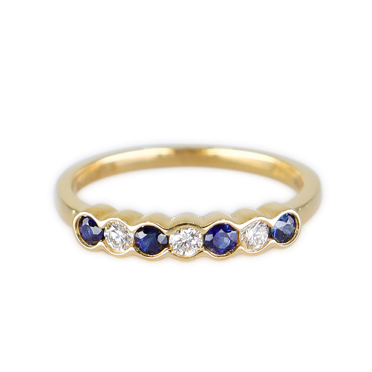 18ct Yellow Gold Sapphire & Diamond Channel Set Eternity Ring