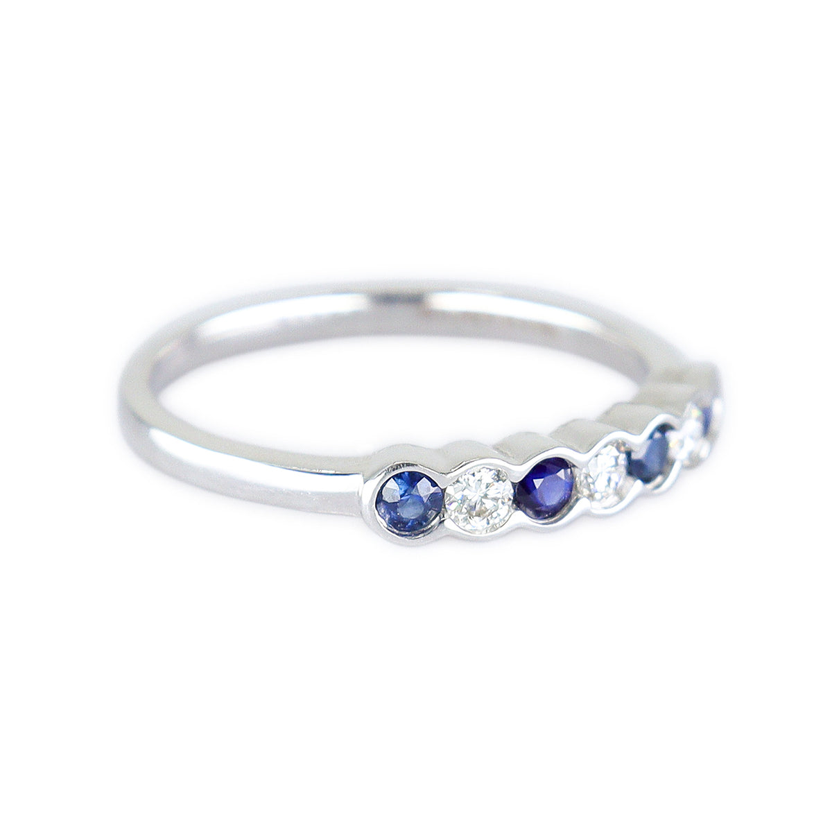 18ct White Gold Sapphire & Diamond Channel Set Eternity Ring
