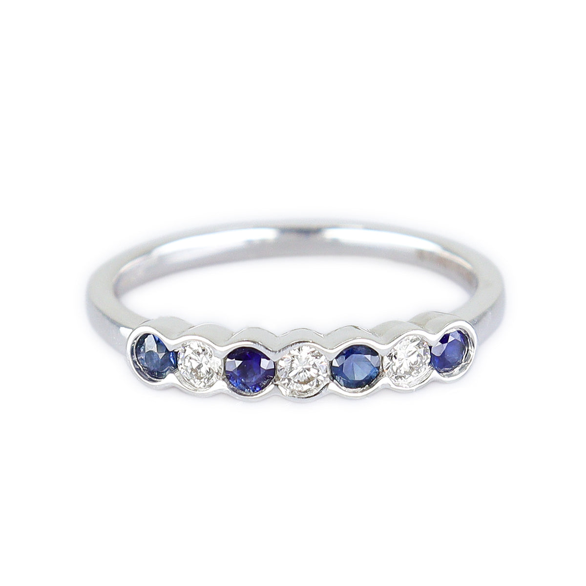 18ct White Gold Sapphire & Diamond Channel Set Eternity Ring