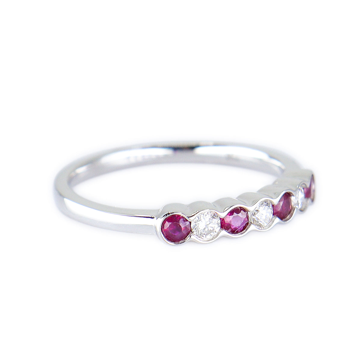 18ct White Gold Ruby & Diamond Channel Set Eternity Ring