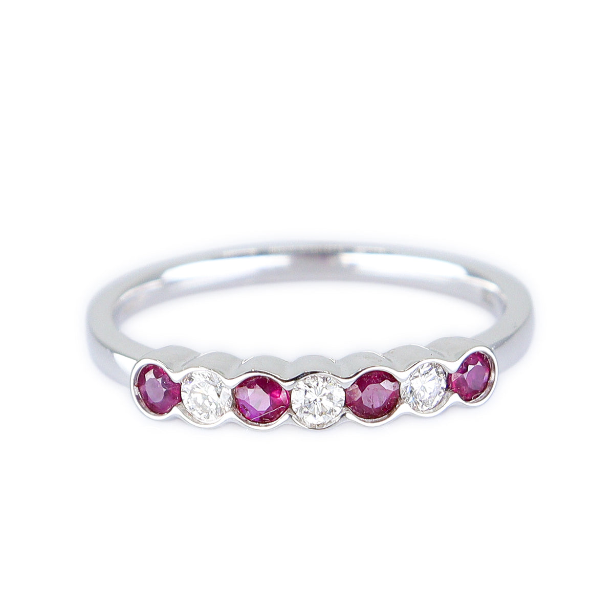 18ct White Gold Ruby & Diamond Channel Set Eternity Ring