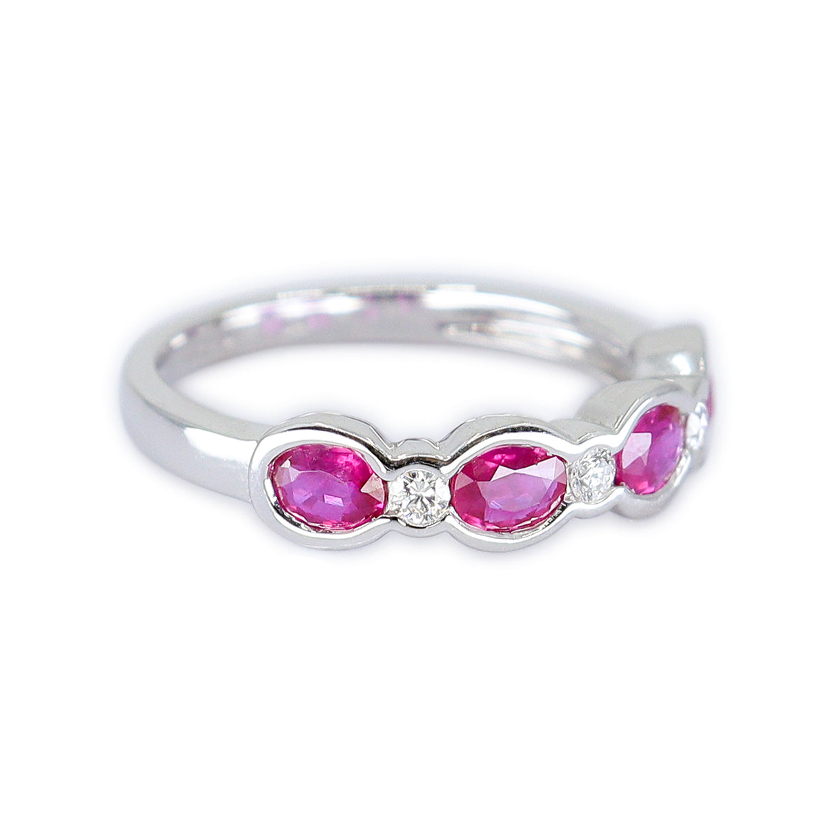 18ct White Gold Ruby & Diamond Fancy Channel Set Eternity Ring