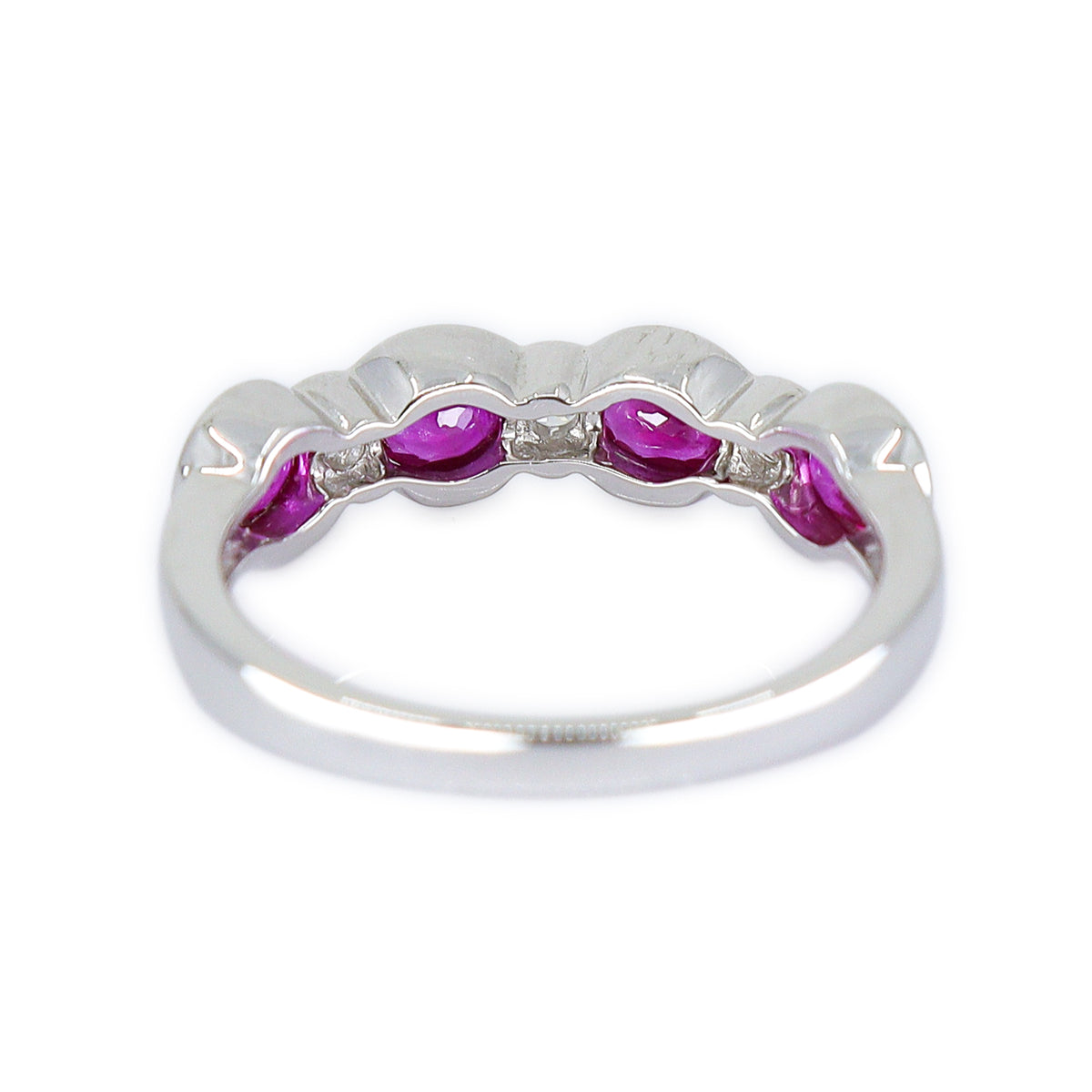 18ct White Gold Ruby & Diamond Fancy Channel Set Eternity Ring