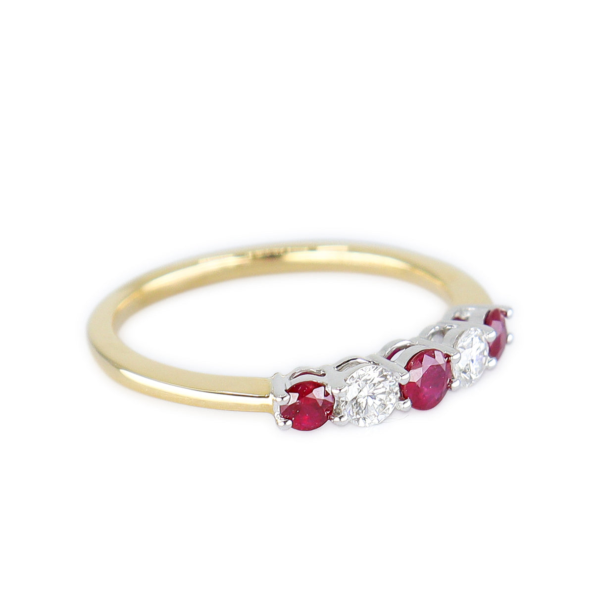 18ct Gold Ruby & Diamond Five Stone Eternity Ring